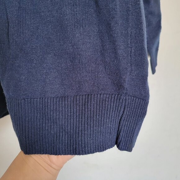 NEW Express Wool V Neck Long Sleeve Pullover Sweater Black Lace Shoulder Large - Picture 9 of 15